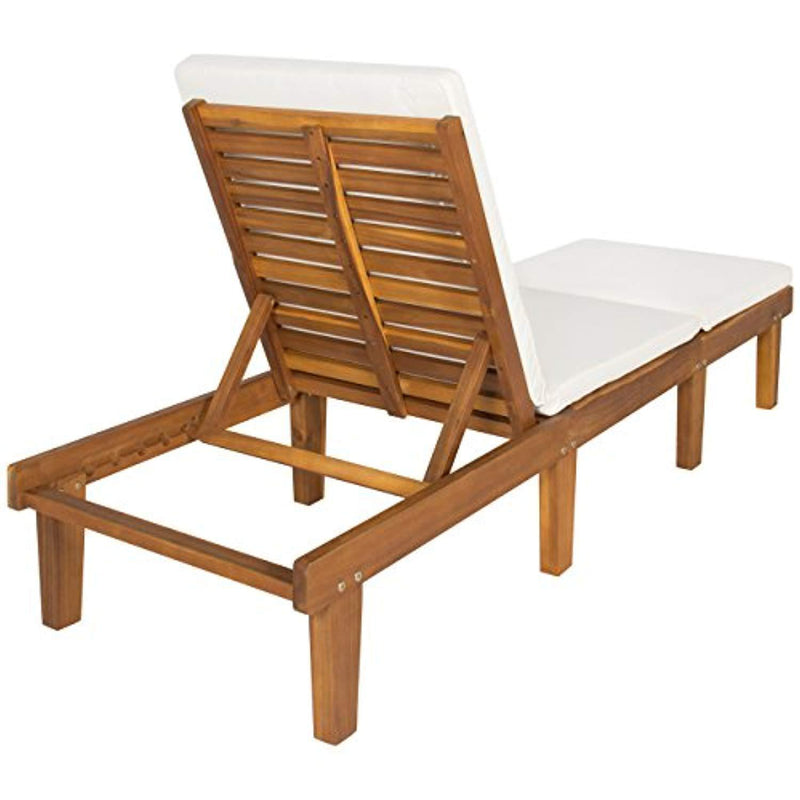 Best Choice Products Outdoor Patio Poolside Furniture Set of 2 Acacia Wood Chaise Lounge