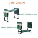 Fitnessclub Deep Seat Garden Kneeler and Seat-Folding Garden Kneeler with 2 Ex-Large Tool Pouches-Gardener Foldable Bench Stool with Kneeling Pad Cushion-Gardening Bench