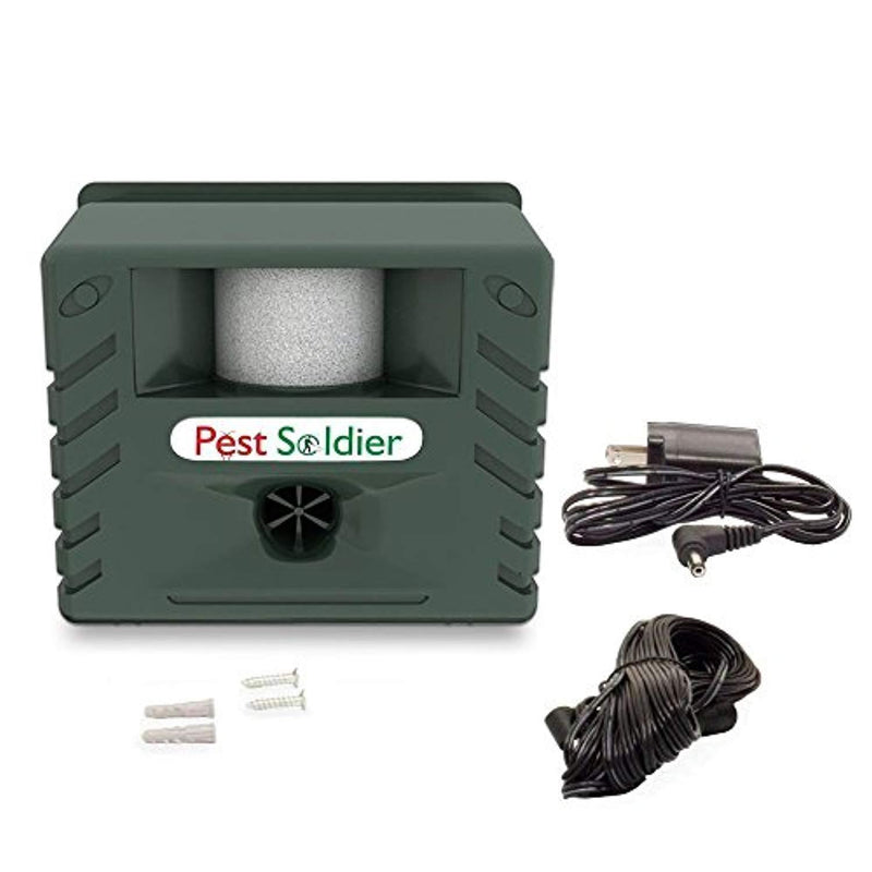 Pest Soldier 6-in-1 Sentinel, Outdoor Electronic Pest Animal Ultrasonic Repeller, with Ac Adaptor for Deer Raccoon Rabbits Birds