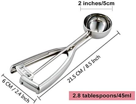 Fayomir  Medium Cookie Scoop, 2.8 Tbsp/ 1.4 OZ, 2 inch/ 5 CM Ball, 18/8 Stainless Steel Medium Ice Cream Scoop, Secondary Polishing