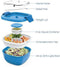 Bentgo Salad BPA-Free Lunch Container with Large 54-oz Salad Bowl, 3-Compartment Bento-Style Tray for Salad Toppings and Snacks, 3-oz Sauce Container for Dressings, and Built-In Reusable Fork (Blue)