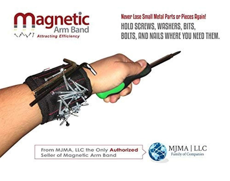 Magnetic Arm Band's Magnetic Wristband - Strong Neodymium Magnets embedded throughout wristband for holding nails, screws, bits, fasteners, washers, bolts, small tools, and much more