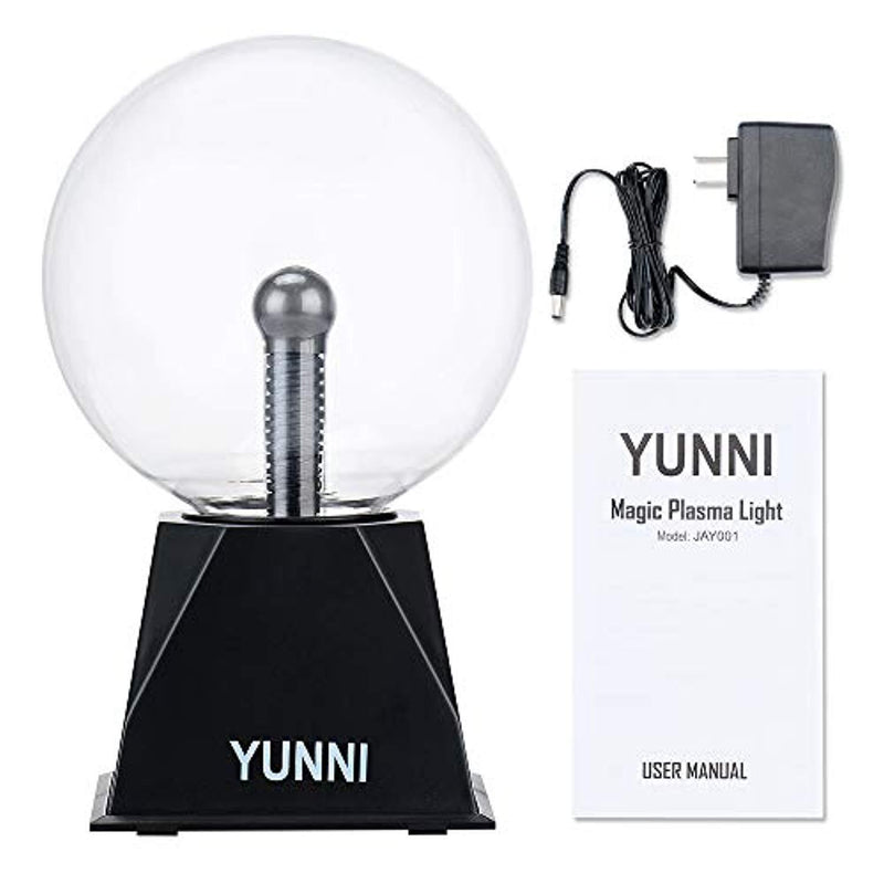 YUNNI Plasma Ball Light 6 Inch Plasma Lamp, Lightning Ball Touch & Sound Sensitive, Glass Magic Ball Lamp Nebula Sphere Globe Novelty Toy for Decorations/Kids/Bedroom/Gifts (AC Powered, Plug-in)