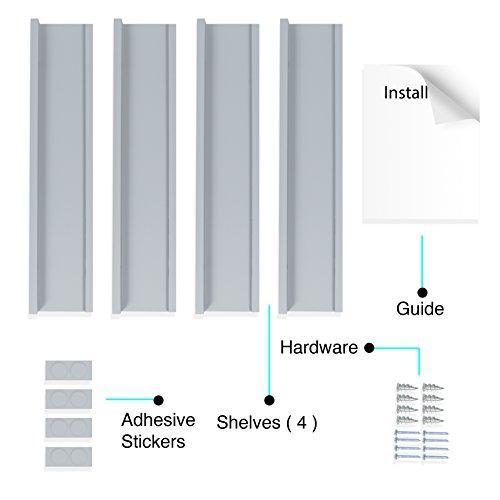 Wallniture Denver Wall Mounted Floating Shelves for Nursery Decor - Kid’s Room Bookshelf Display - Picture Ledge 17 Inch Set of 4 (White)