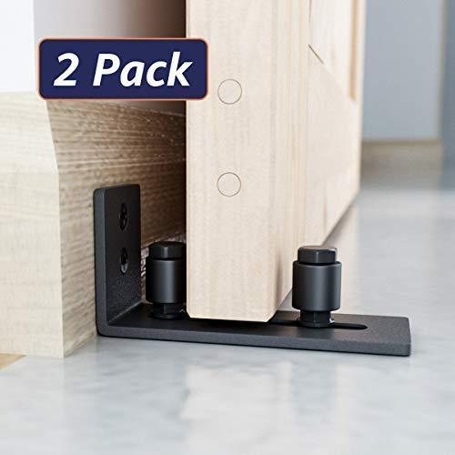 SMARTSTANDARD Sliding Barn Door Bottom Adjustable Floor Guide Roller, Black, Smoothly and Quietly, Easy to Install (2 Rollers) 2PCS