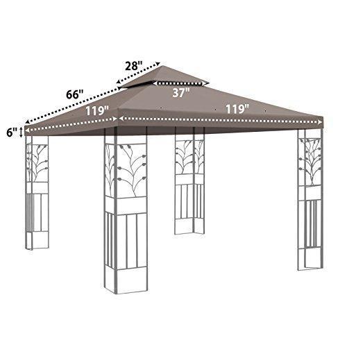 Replacement 10'X10'Gazebo Canopy top Patio Pavilion Cover Sunshade plyester Double Tiers-Taupe