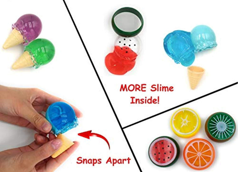 25pc Slime Kit For Making DIY Crystal Clear Slime | 18 Colors Slime, 6 Pack Foam Beads, 4 Fruit and 3 Ice Cream Containers | Slime Supplies and Glitter Accessories For Boys and Girls