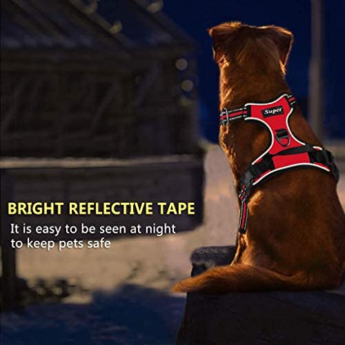 Supet Dog Harness No Pull, Adjustable Outdoor Pet Vest 3M Reflective Oxford Material Harness for Dogs Easy Control for Small Medium Large Dogs