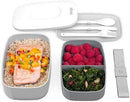 Bentgo Classic - All-in-One Stackable Bento Lunch Box Container - Sleek and Modern Bento-Style Design Includes 2 Stackable Containers, Built-in Plastic Utensil Set, and Nylon Sealing Strap (Gray)