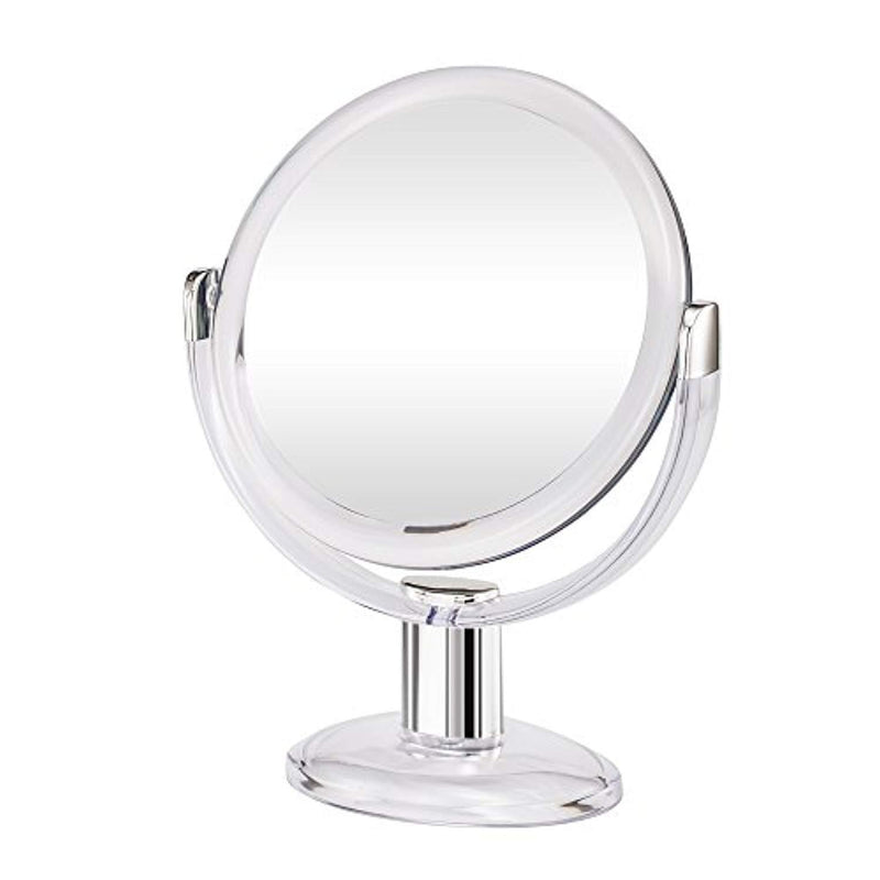 Gotofine Double Sided Magnifying Makeup Mirror, 1X & 10X Magnification with 360 Degree Rotation- Clear & Transparent