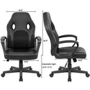 Furmax Office Chair Desk Leather Gaming Chair, High Back Ergonomic Adjustable Racing Chair,Task Swivel Executive Computer Chair Headrest and Lumbar Support (Black)