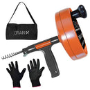 Drainx Pro 50-FT Steel Drum Auger Plumbing Snake with Work Gloves and Storage Bag