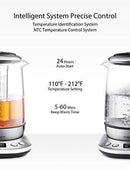 Electric Kettle, Willsence Electric Tea Kettle Stainless Steel Glass Boiler Hot Water Tea Heater with Temperature Control LCD Display, Removable Tea Infuser, 1.7 L, 1200W (Glass)