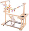 QBLEEV Parrot Playstand Bird Play Stand Cockatiel Playground Wood Perch Gym Playpen Ladder with Feeder Cups Toys Exercise Play (Include a Tray)