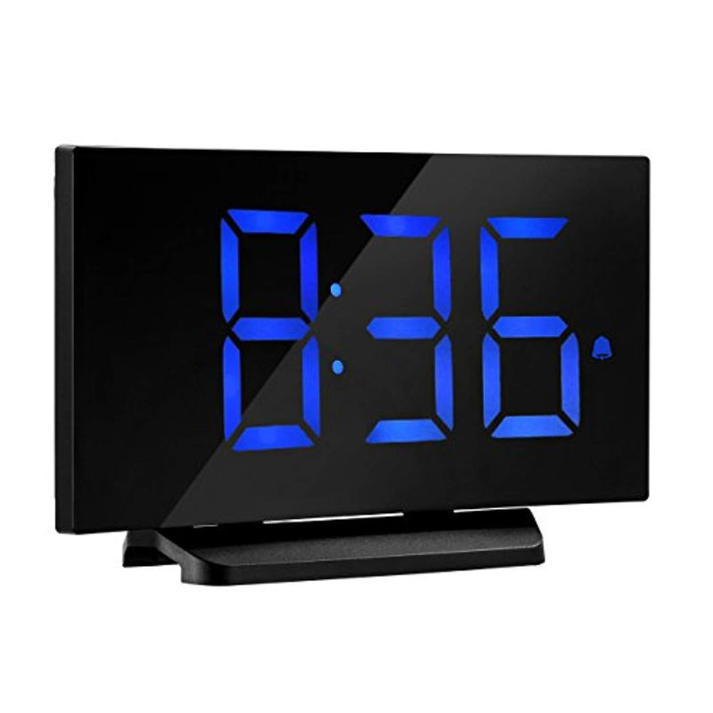 Digital Alarm Clock, Atmoko 5'' LED Display Clock with Curved-Screen and Dimmer, Snooze Function, 3 Adjustable Alarm Sounds, Bedside Alarm Clock for Bedroom, Kitchen, Office