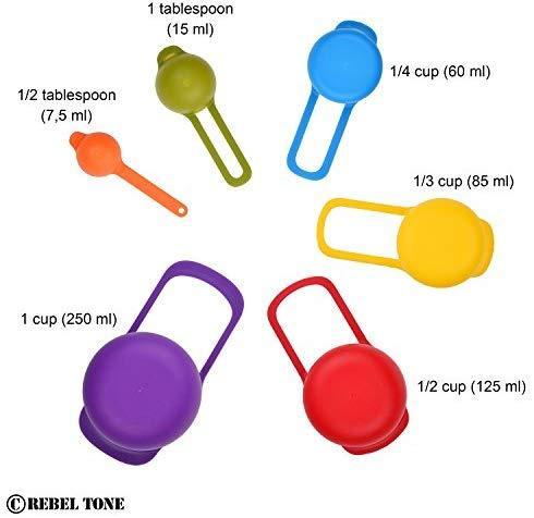 Measuring Cups and Spoons - Set of 6 - that can be Nested to Save Space - Easy to Clean, Dishwasher Safe - Durable2 cup,1 cup.)