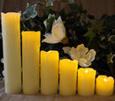 LED Lytes Flameless Candles with Timer, for Mom Gifts, Slim Set of 6, 2 Inches Wide and 2-9 Tall, Ivory Dripping Wax and Flickering Amber Yellow Flame Battery Operated Electric Candle