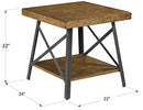 Emerald Home Chandler Rustic Wood End Table with Solid Wood Top, Metal Base, And Open Storage Shelf