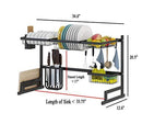 Stainless Steel Black Dish Drying Rack Over Kitchen Sink, Dishes and Utensils Draining Shelf, Kitchen Storage Countertop Organizer, Utensils Holder, Kitchen Space Saver (For Sink ≤ 32.5 inch)