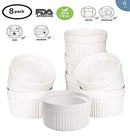 Accguan Set of 8 PCS 6 oz Round Porcelain Oven Safe Ramekin Dessert Souffle Baking Dish(3.5 INCHES) (White)