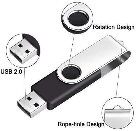 4GB USB Flash Drive Bulk 10 Pack Portable Zip Drives, Portable Thumb Drive 4 GB Swivel USB 2.0 Memory Stick Data Storage, Metal Pen Drive Flash Disk Multi Pack Jump Drives in Black by FEBNISCTE