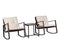 SUNCROWN Patio Rocking Chair Set, 3 Piece Brown Wicker Bistro Set Beige-White Cushion & Glass Coffee Table