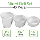 [45 Pack] Plastic Containers With Lids Set - Freezer Containers Deli Containers With Lids - Meal Prep Containers for Food Storage Containers - Plastic Food Containers by Prep Naturals [Mixed Sizes]