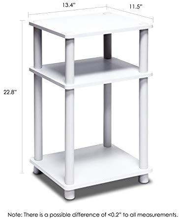 FURINNO Just 3-Tier End Table, 1-Pack, White/White