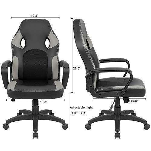 Furmax Office Chair Desk Leather Gaming Chair, High Back Ergonomic Adjustable Racing Chair,Task Swivel Executive Computer Chair Headrest and Lumbar Support (Black)