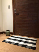 Cotton Buffalo Plaid Rugs Black and White Checkered Rug Welcome Door Mat (23.6"x35.4") Rug for Kitchen Carpet Bathroom Outdoor Porch Laundry Living Room Braided Throw Mat Washable Woven Buffalo Check