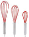 TEEVEA  Set of 3 Multi-Color Silicone whisks with stainless steel handles. Milk & Egg Beater Balloon Metal Whisk for Blending, Whisking, Beating and Stirring