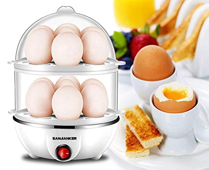 Egg Cooker,350W Electric Egg Maker,White Egg Steamer,Egg Boiler,14 Egg Capacity Egg Cooker With Automatic Shut Off，Egg cooker with Free Gift Egg Piercer