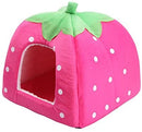 Nest 9 Strawberry Style Cute Soft Cotton Sponge Puppy Cat Dog House Pet Bed Dome Tent Warm Cushion Basket