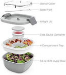 Bentgo Salad BPA-Free Lunch Container with Large 54-oz Salad Bowl, 3-Compartment Bento-Style Tray for Salad Toppings and Snacks, 3-oz Sauce Container for Dressings, and Built-In Reusable Fork (Purple)