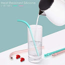 Reusable Collapsible Silicone Drinking Straws Set - Eco Friendly Foldable Straws,2 Carrying Case and 2 Cleaning Brush,Kids Friendly, BPA Free,Portable, for Travel, Household, Outdoor. (Teal+Gray)