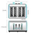 Toaster 4 Slice, CUSINAID Stainless Steel Toasters with Reheat Defrost Cancel Function, 7-Shade Setting, 4 Wide Slots Toaster - Black