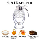 Glass Honey Dispenser Container by Hunnibi - Honey Server Drip Free With Stopper For Easy Honey Jar Refill