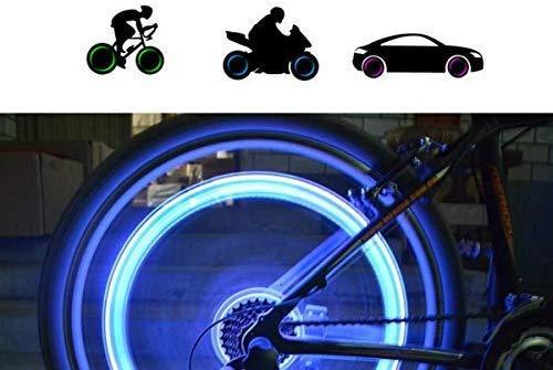 Gechiqno 4 Pair LED Wheel Lights - Car Bike Wheel Tire Tyre Valve Dust Cap, Safety, Waterproof, Motion Activated, Spoke Flash Lights Car Valve Stems & Caps Accessories