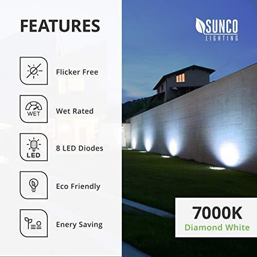 Sunco Lighting 12 Pack Solar Path Lights, Dusk-to-Dawn, 7000K Diamond White, Cross Spike Stake for Easy in Ground Install, Solar Powered LED Landscape Lighting - RoHS/CE