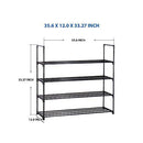 HOME BI 4 Tier Shoe Rack, 20 Pairs Shoes Organizer Closet for Home & Office, Anti-Rust,Easy to Assemble, No Tools Required,35.6”W x 12.0” D x 33.27”H, Black