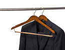 Quality Hangers Wooden Hangers Beautiful Sturdy Suit Coat Hangers with Locking Bar Gold Hooks (5 PACK)