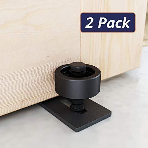 SMARTSTANDARD Sliding Barn Door Bottom Adjustable Floor Guide Roller, Black, Smoothly and Quietly, Easy to Install (2 Rollers) 2PCS