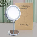 Benbilry Lighted Makeup Mirror - LED Double Sided 1x/10x Magnification Cosmetic Mirror,7 Inch Battery-Powered 360 Degree Rotation Vanity Mirror with On/Off Push-Button