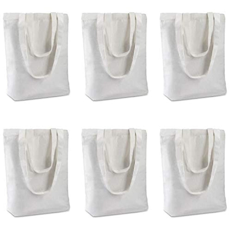 Insternet 6 pack canvas tote bag reusable canvas bag bulk for crafting, decorating, plain, grocery,shopping (white)