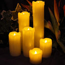 LED Lytes Flameless Candles with Timer, for Mom Gifts, Slim Set of 6, 2 Inches Wide and 2-9 Tall, Ivory Dripping Wax and Flickering Amber Yellow Flame Battery Operated Electric Candle
