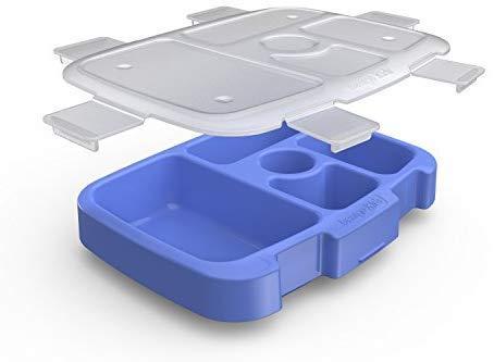 Bentgo Kids Brights Tray (Aqua) with Transparent Cover - Reusable, BPA-Free, 5-Compartment Meal Prep Container with Built-In Portion Control for Healthy At-Home Meals and On-the-Go Lunches