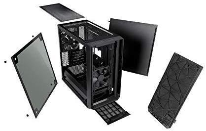 Fractal Design Meshify C - Compact Computer Case - High Performance Airflow/Cooling - 2X Fans Included - PSU Shroud - Modular Interior - Water-Cooling Ready - USB3.0 - Tempered Glass Light - Blackout