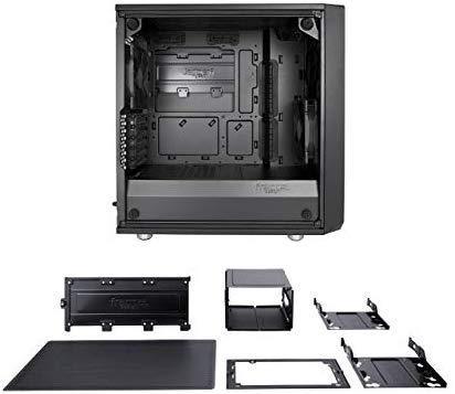 Fractal Design Meshify C - Compact Computer Case - High Performance Airflow/Cooling - 2X Fans Included - PSU Shroud - Modular Interior - Water-Cooling Ready - USB3.0 - Tempered Glass Light - Blackout