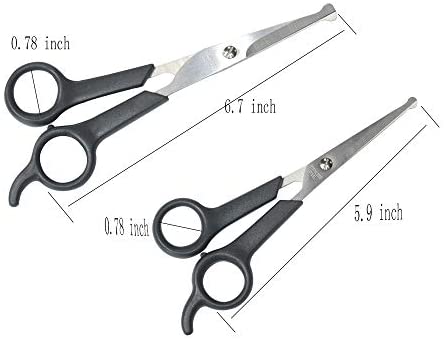 Elfirly Professional Pet Grooming Scissor with Round Tip Stainless Steel Dog Eye Cutter for Dogs and Cats, Professional Grooming Tool, Size 6.70" x 2.6" x 0.43"