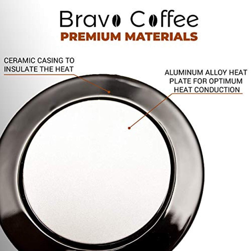 Electric Personal Coffee Mug & Beverage Warmer For Desk, 3.87" Diameter with 2 Bonus Drink Covers :: Large Heat Plate Fits All Cups and Mugs :: Automatic Shutoff for Safety by Bravo Line